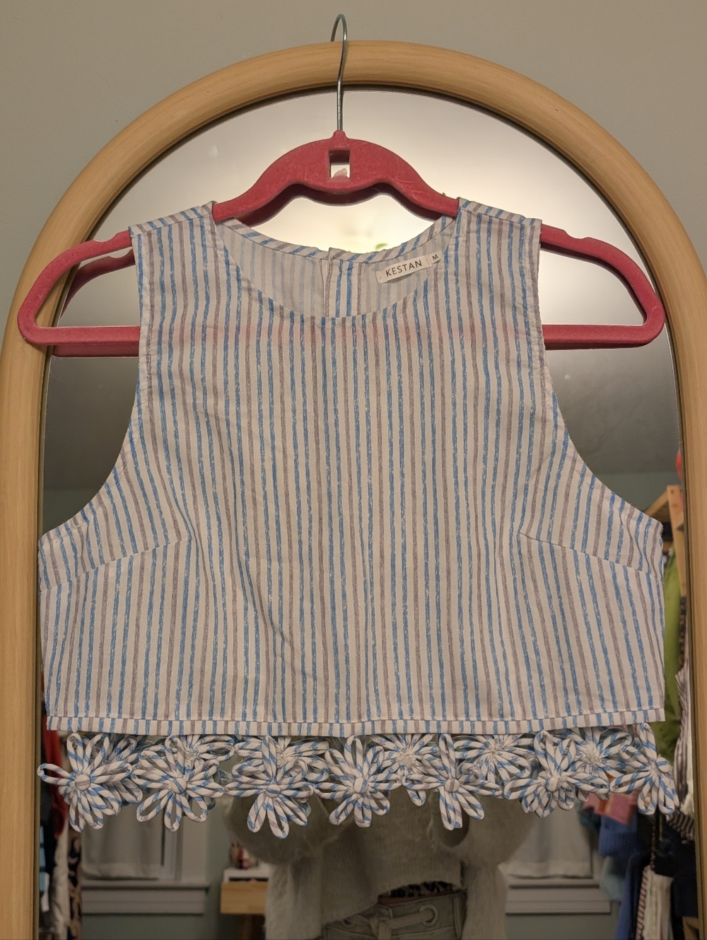 Kestan Cropped Tank with Blue & White Stripes